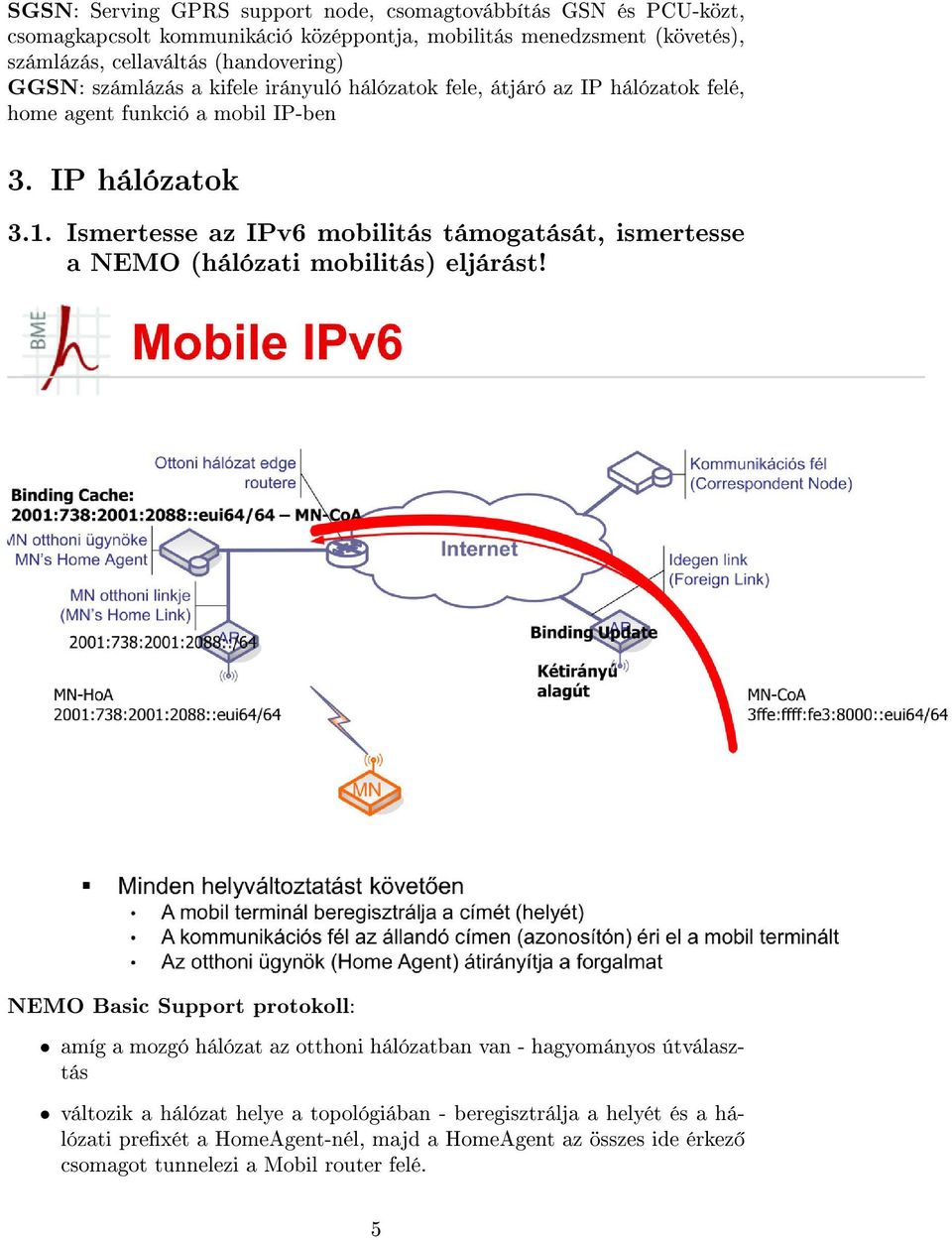 Ismertesse az IPv6 mobilitás támogatását, ismertesse a NEMO (hálózati mobilitás) eljárást!