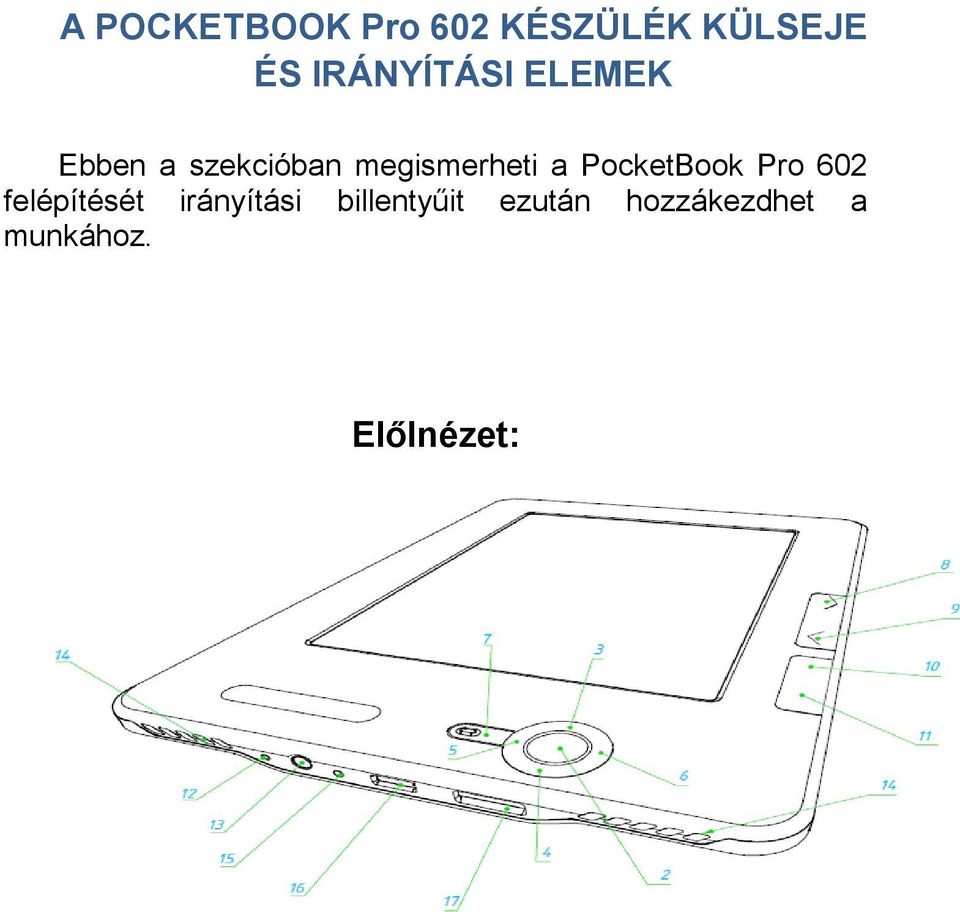 megismerheti a PocketBook Pro 602 felépítését