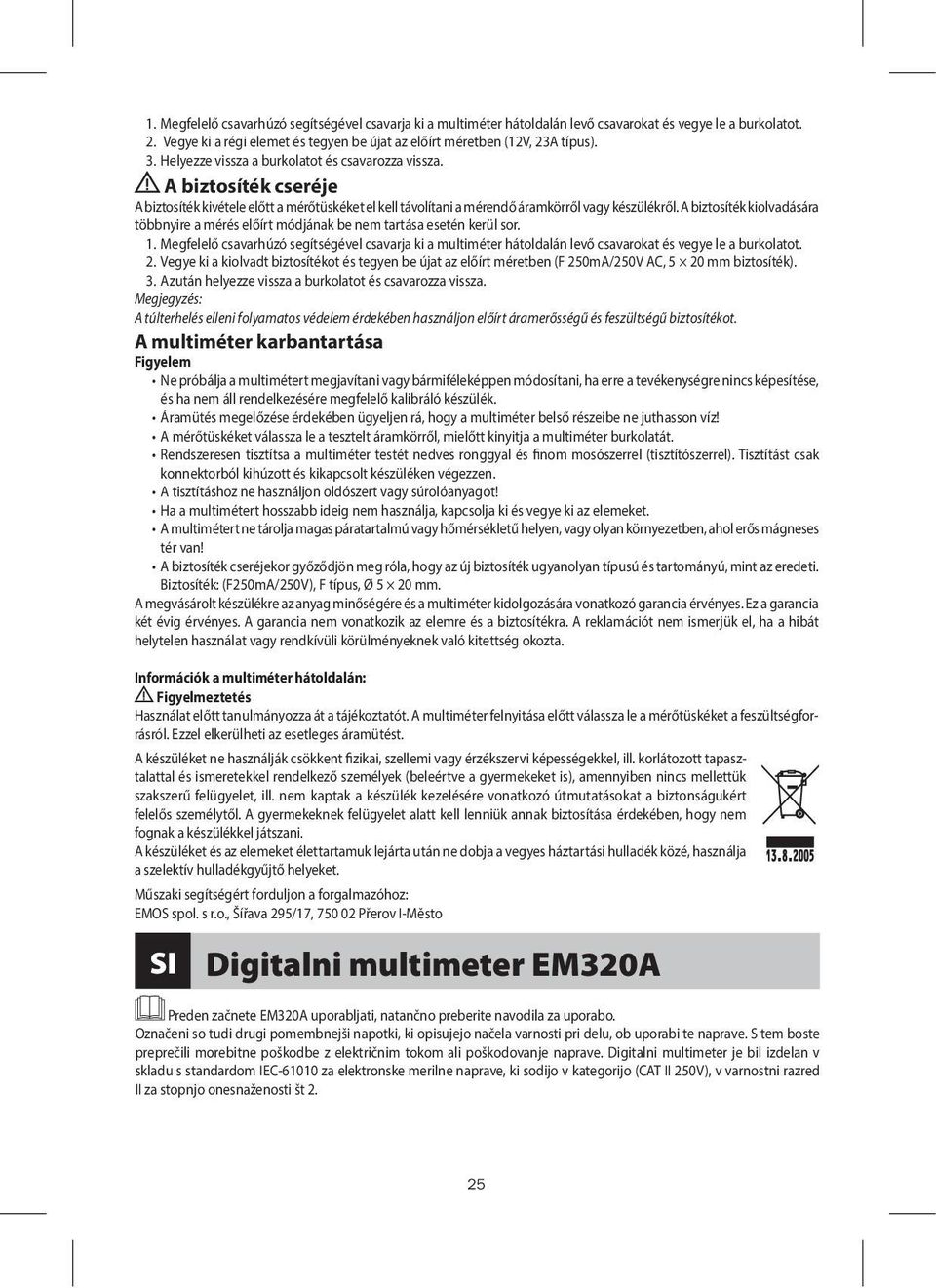 Digitális multiméter EM320A - PDF Free Download