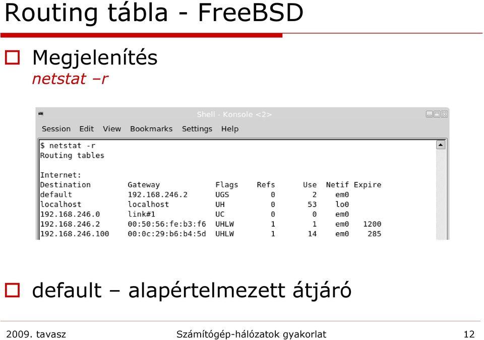 alapértelmezett átjáró 2009.