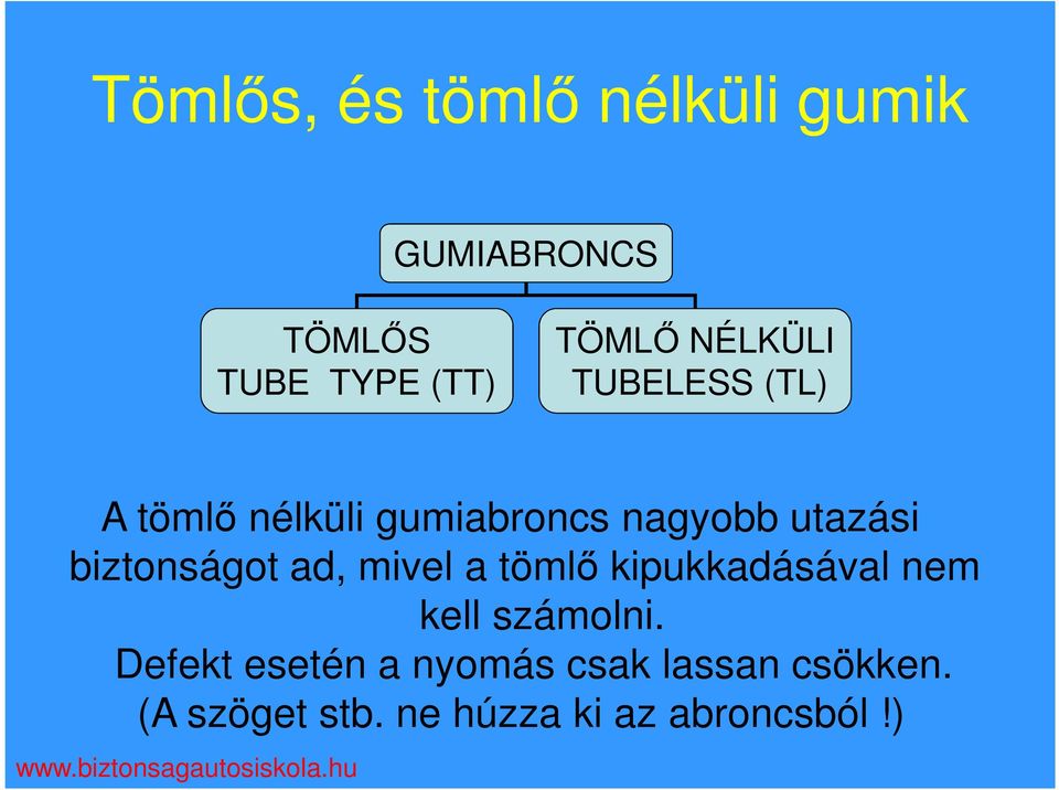 biztonságot ad, mivel a tömlı kipukkadásával nem kell számolni.