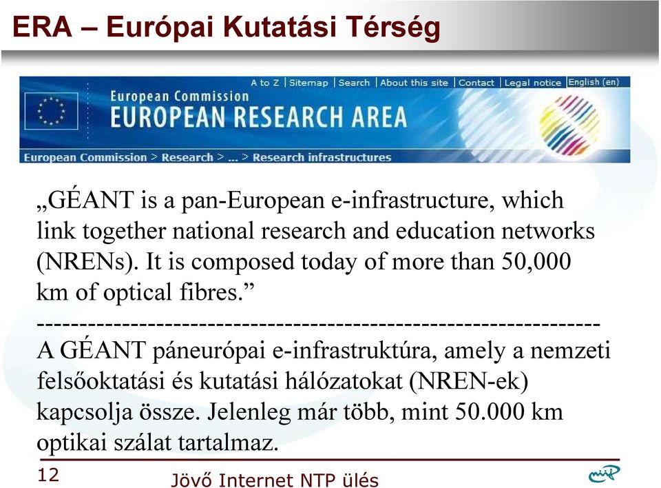 ------------------------------------------------------------------ A GÉANT páneurópai e-infrastruktúra, amely a