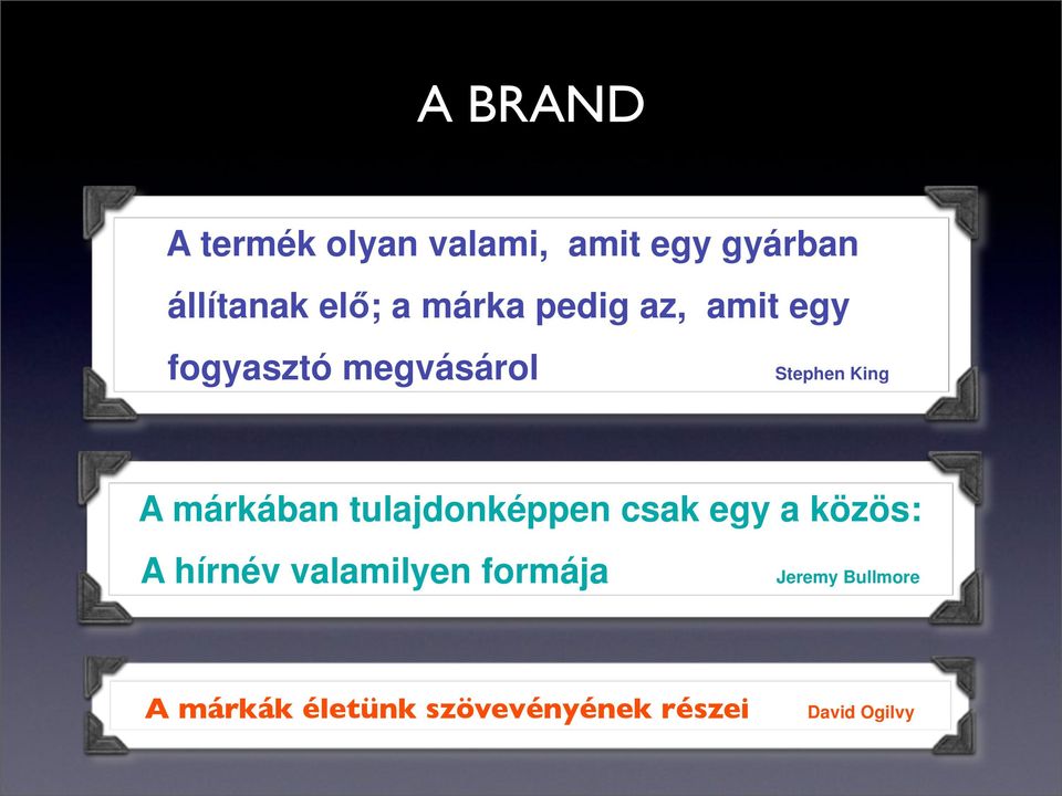 márkában tulajdonképpen csak egy a közös: A hírnév valamilyen