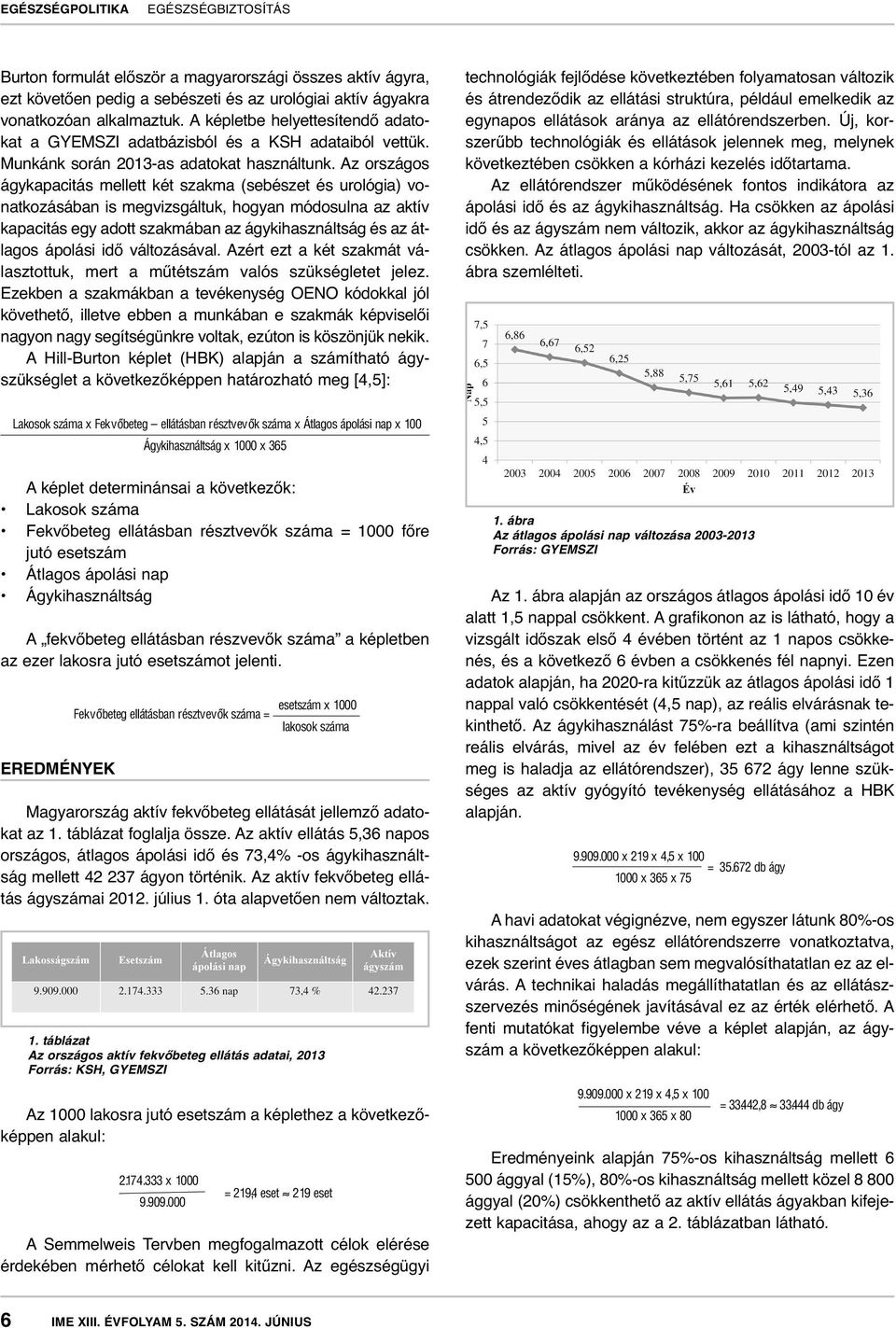 Az országos ágykapacitás mellett két szakma (sebészet és urológia) vonatkozásában is megvizsgáltuk, hogyan módosulna az aktív kapacitás egy adott szakmában az ágykihasználtság és az átlagos ápolási