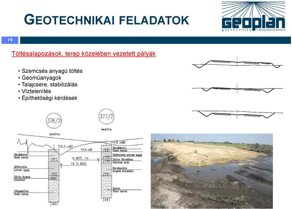 pályák Szemcsés anyagú töltés Geoműanyagok