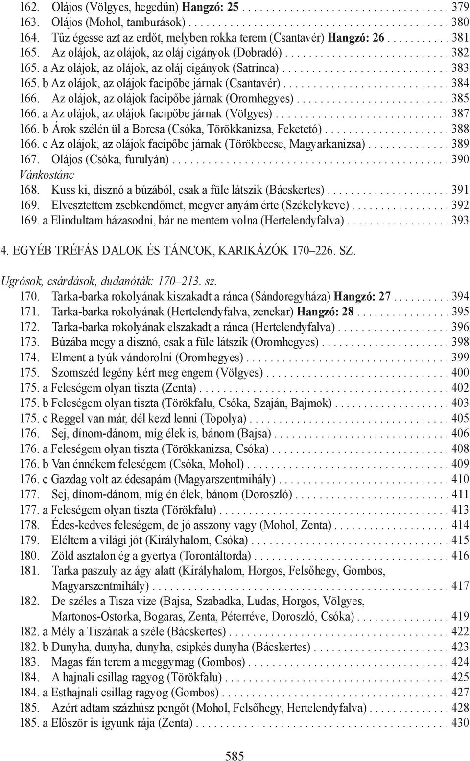 a Az olájok, az olájok, az oláj cigányok (Satrinca)............................ 383 165. b Az olájok, az olájok facipõbe járnak (Csantavér)............................ 384 166.