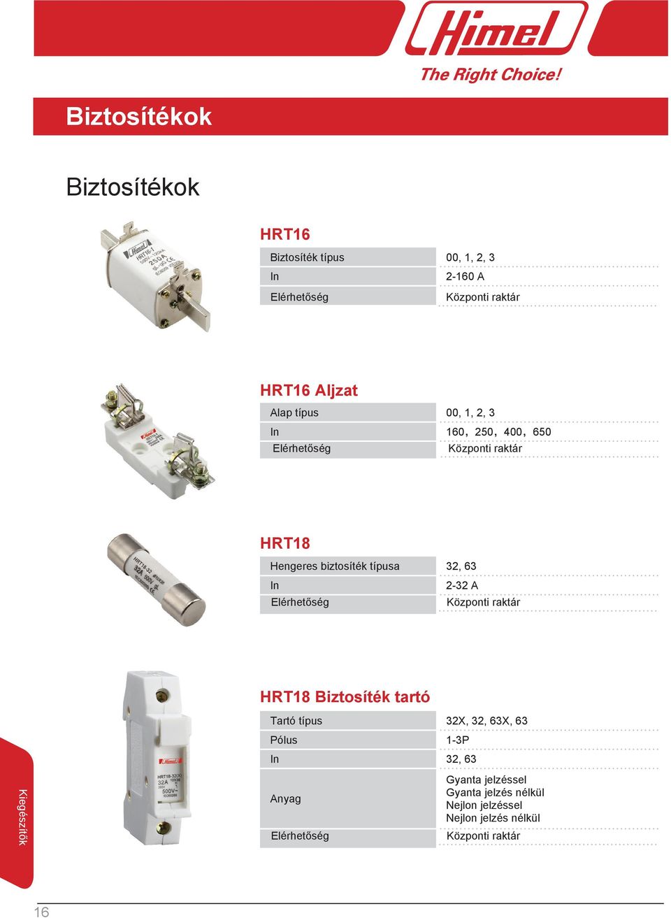 2-32 A HRT18 Biztosíték tartó Tartó típus 32X, 32, 63X, 63 Pólus 1-3P In 32, 63