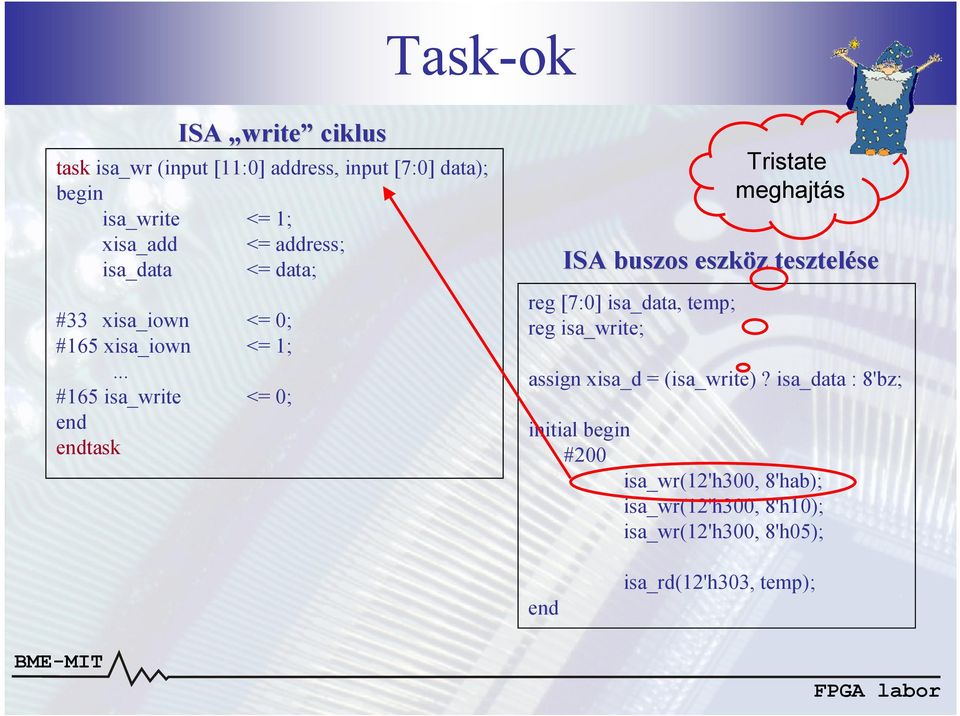 .. #165 isa_write <= 0; task reg [7:0] isa_data, temp; reg isa_write; Tristate meghajtás ISA buszos eszköz z