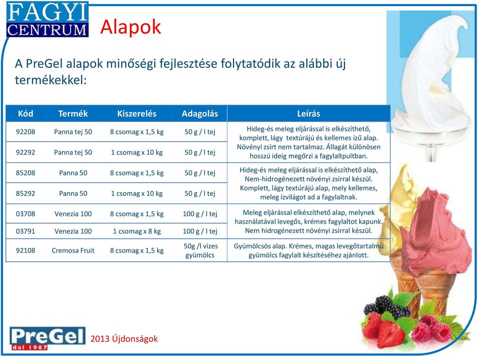 85208 Panna 50 8 csomag x 1,5 kg 50 g / l tej Hideg-és meleg eljárással is elkészíthető alap, Nem-hidrogénezett növényi zsírral készül.