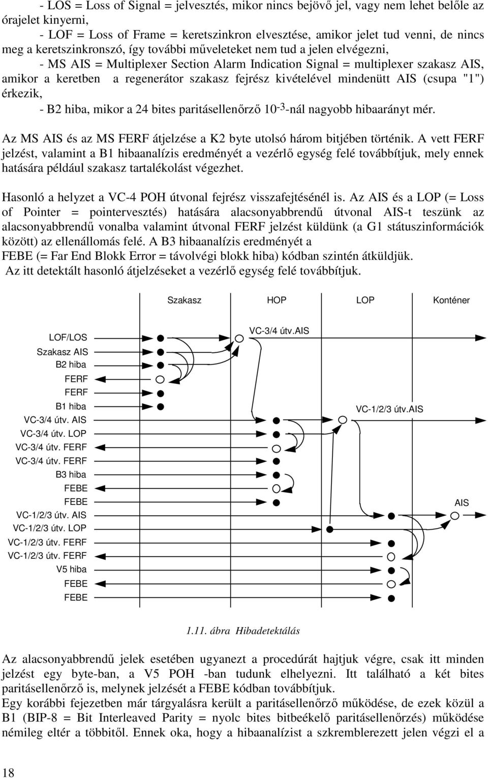 kivételével mindenütt AIS (csupa "1") érkezik, - B2 hiba, mikor a 24 bites paritásellenırzı 10-3 -nál nagyobb hibaarányt mér.