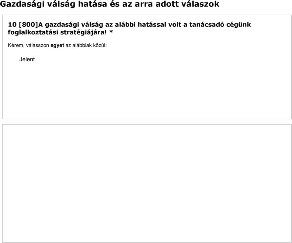 * Kérem, válasszon egyet az alábbiak közül: Jelentős létszámcsökkentés Mérsékelt létszámcsökkentés Nem változott az alkalmazottak száma Növekedett a tanácsadók száma