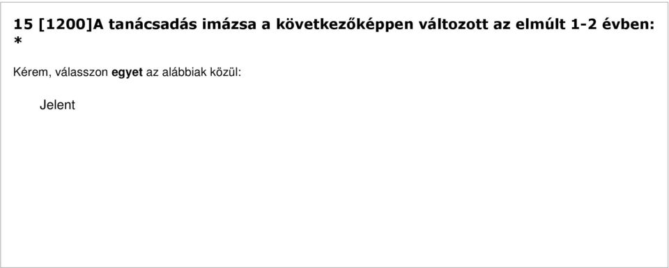 változott az elmúlt 1-2 évben: * Kérem, válasszon egyet