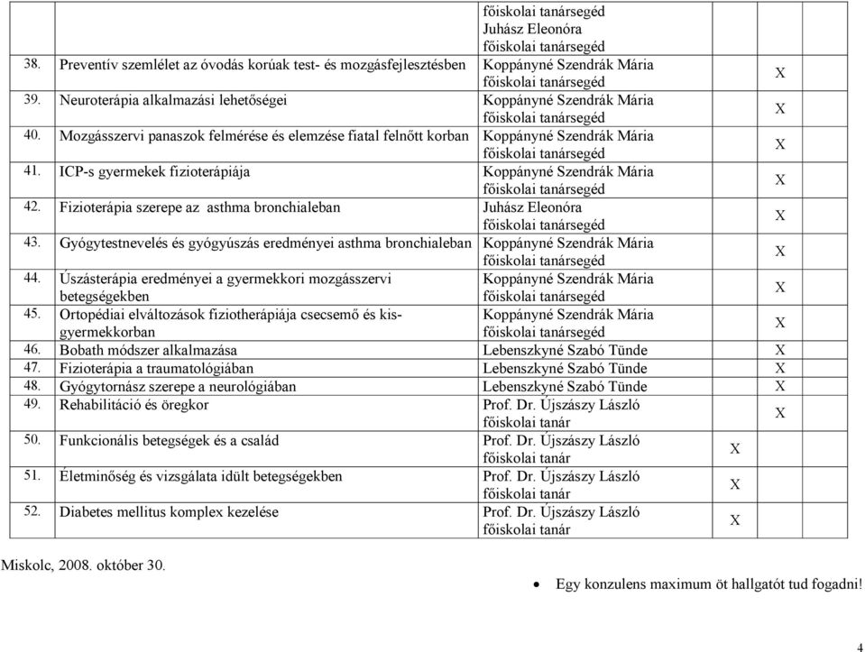 Fizioterápia szerepe az asthma bronchialeban 43. Gyógytestnevelés és gyógyúszás eredményei asthma bronchialeban Koppányné Szendrák Mária 44.