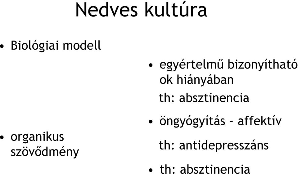 bizonyítható ok hiányában th: absztinencia