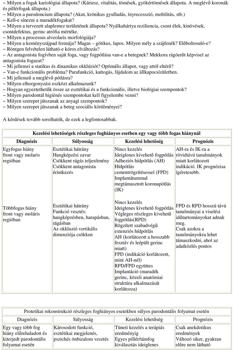 Nyálkahártya reziliencia, csont élek, kinövések, csontdefektus, gerinc atrófia mértéke. Milyen a processus alveolaris morfológiája? Milyen a keményszájpad formája? Magas gótikus, lapos.