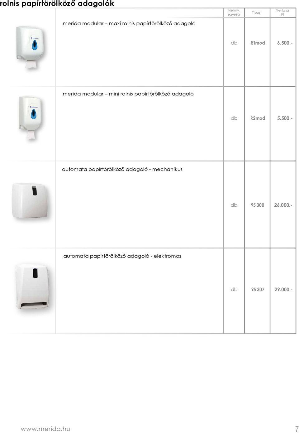 - merida modular mini rolnis papírtörölköző adagoló R2mod 5.500.