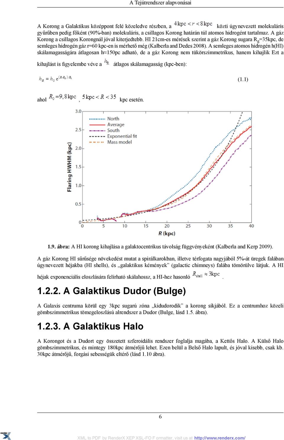 HI 21cm-es mérések szerint a gáz Korong sugara R g =35kpc, de semleges hidrogén gáz r=60 kpc-en is mérhető még (Kalberla and Dedes 2008).