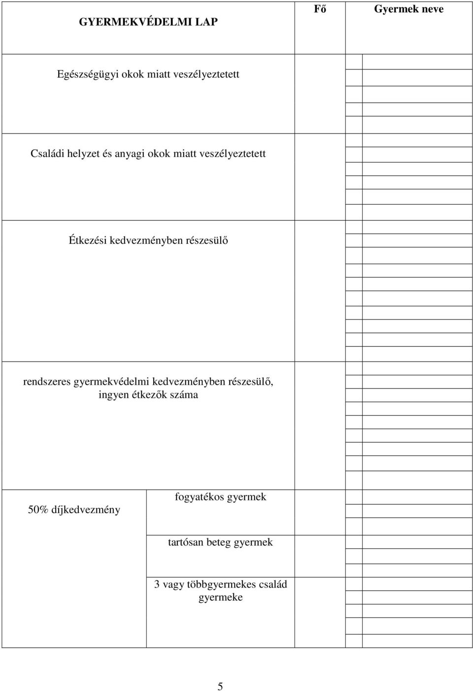 rendszeres gyermekvédelmi kedvezményben részesülő, ingyen étkezők száma 50%