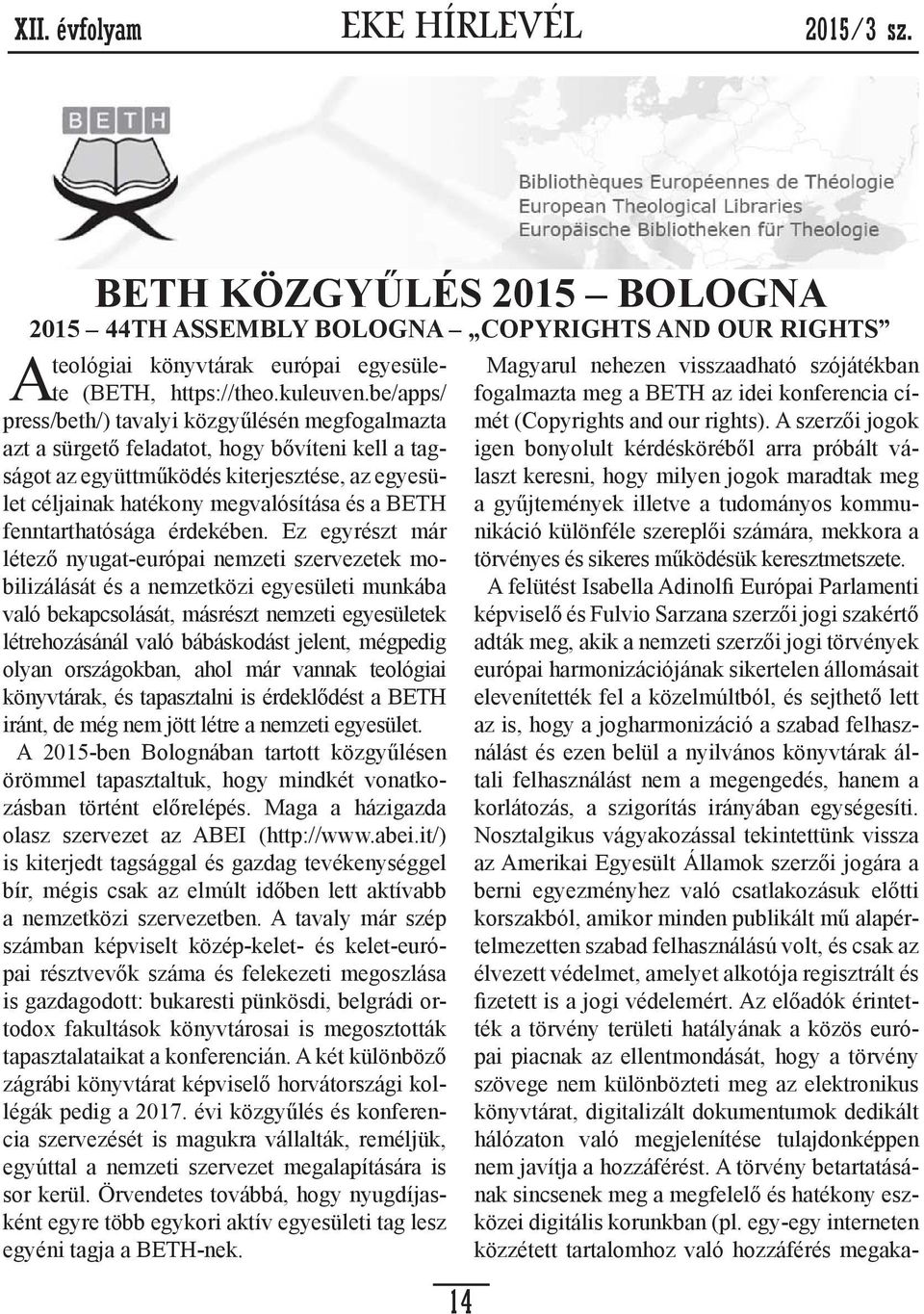 BETH fenntarthatósága érdekében.