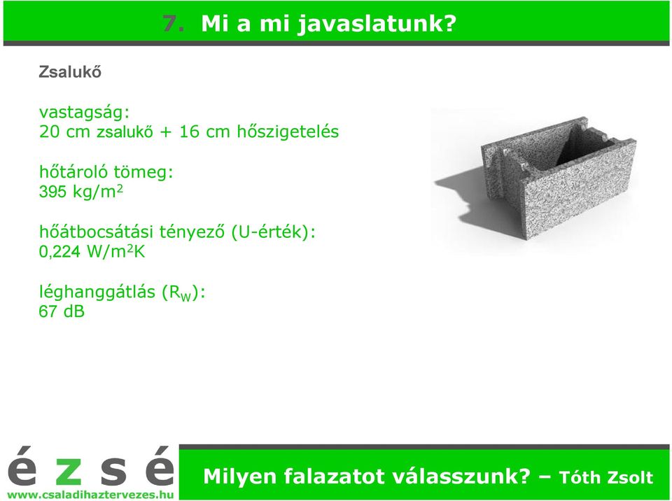 hőszigetelés hőtároló tömeg: 395 kg/m 2