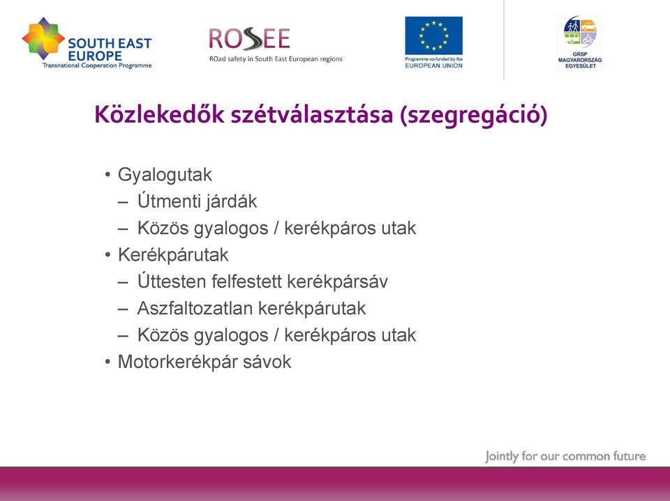Kerékpárutak Úttesten felfestett kerékpársáv