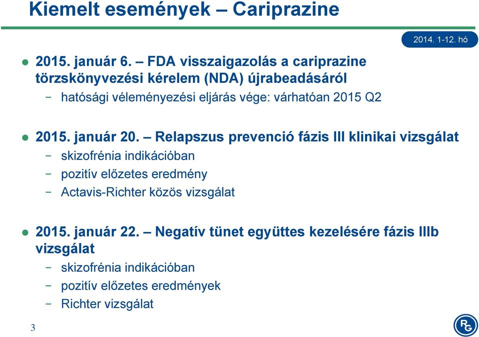 várhatóan 2015 Q2 2015. január 20.