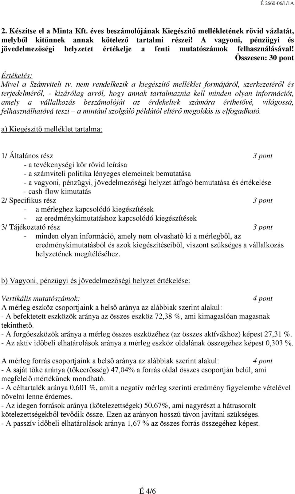 nem rendelkezik a kiegészítő melléklet formájáról, szerkezetéről és terjedelméről, - kizárólag arról, hogy annak tartalmaznia kell minden olyan információt, amely a vállalkozás beszámolóját az