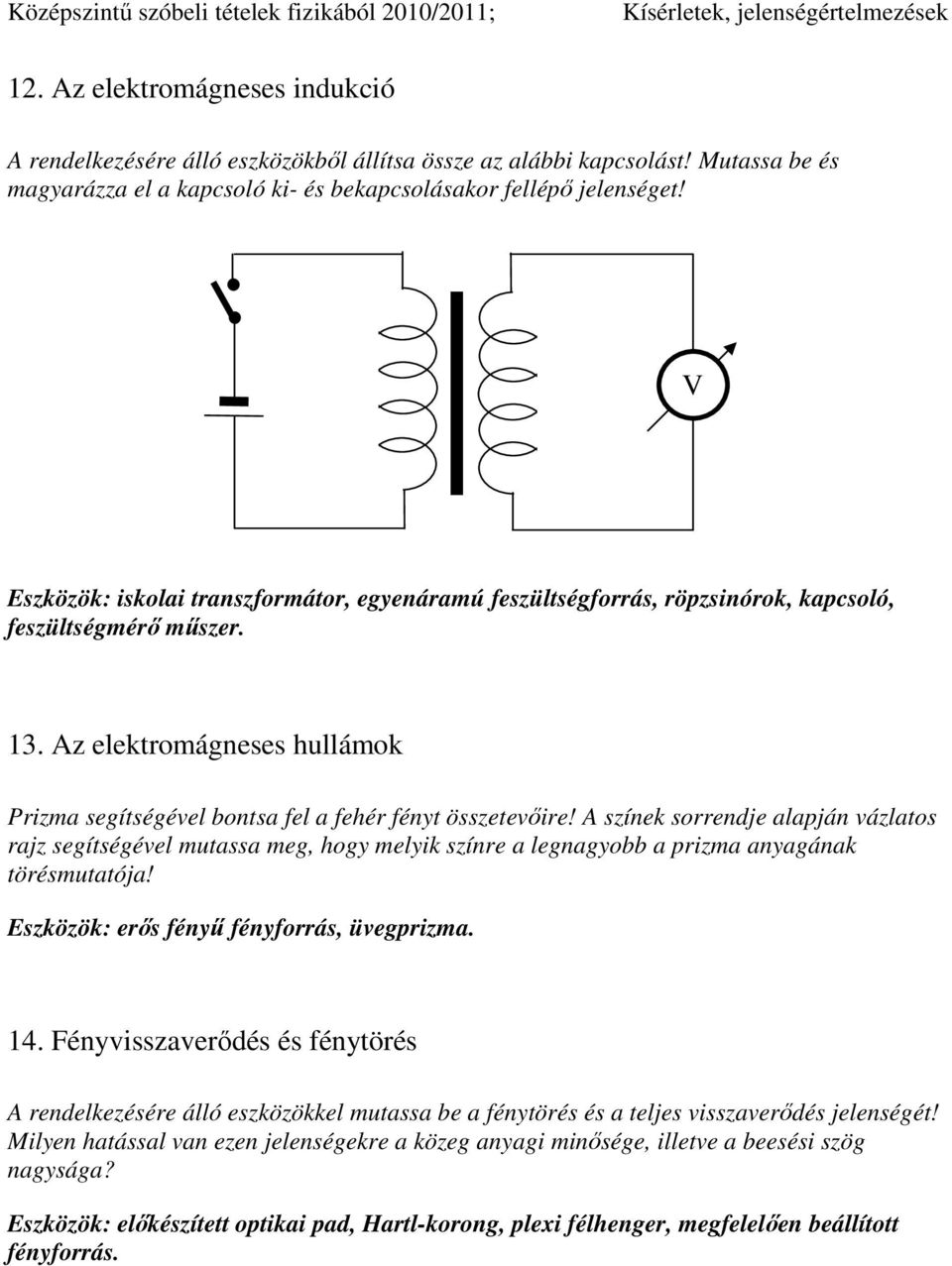 Az elektromágneses hullámok Prizma segítségével bontsa fel a fehér fényt összetevőire!