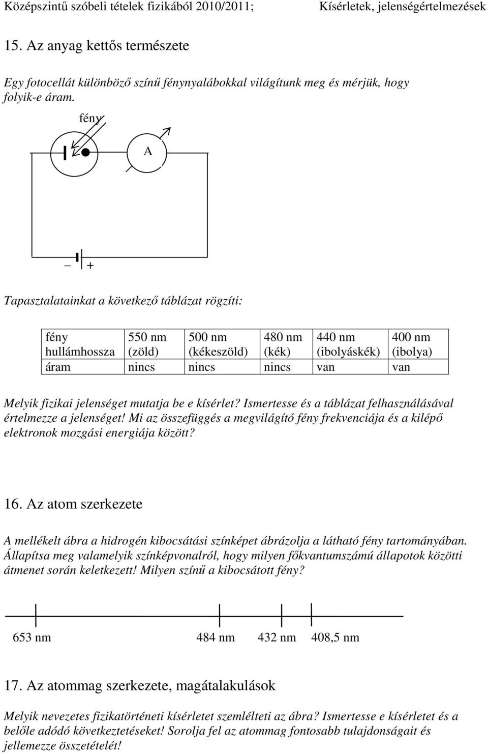 fizikai jelenséget mutatja be e kísérlet? Ismertesse és a táblázat felhasználásával értelmezze a jelenséget!