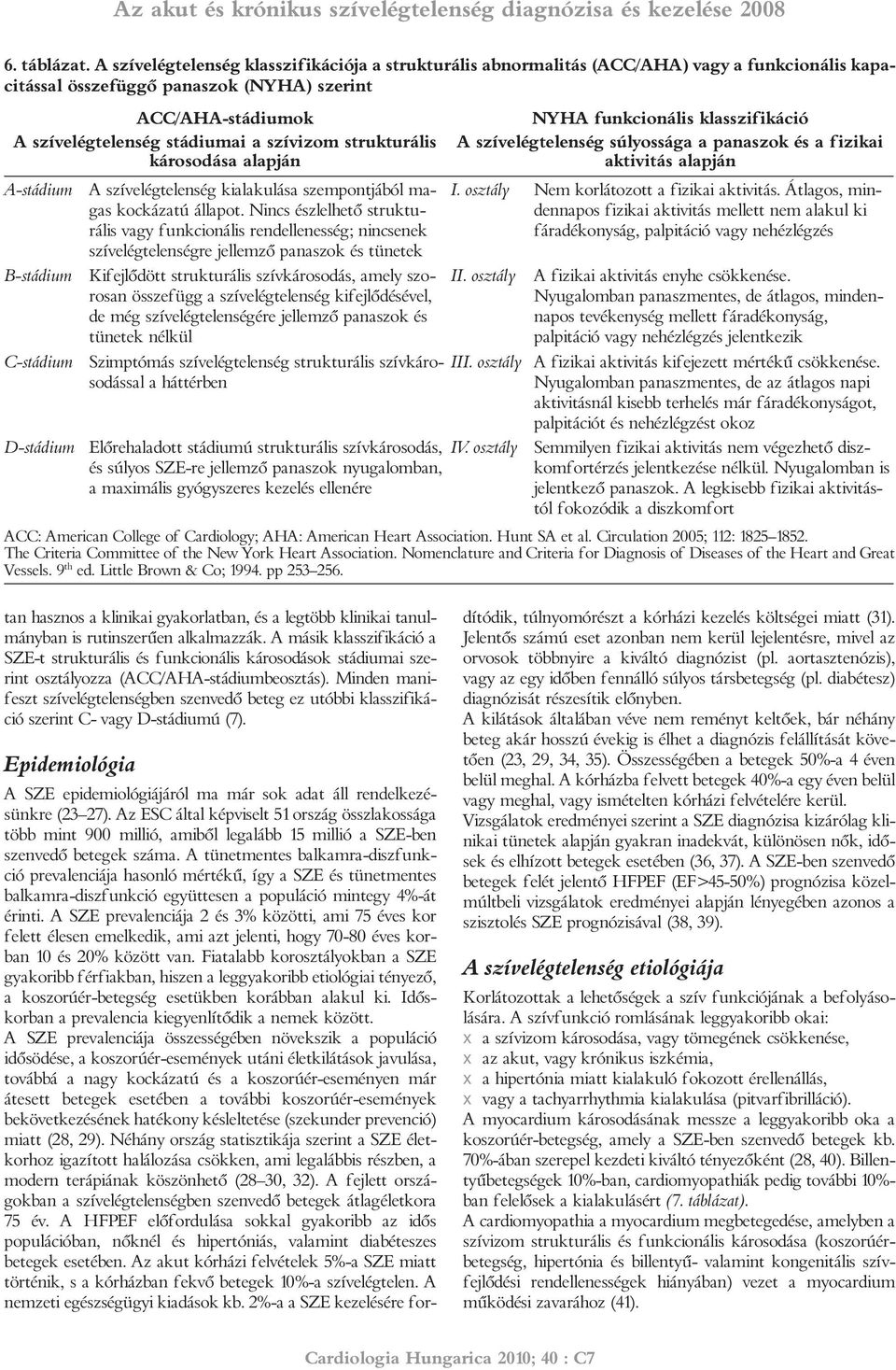 strukturális károsodása alapján A-stádium A szívelégtelenség kialakulása szempontjából ma - gas kockázatú állapot.