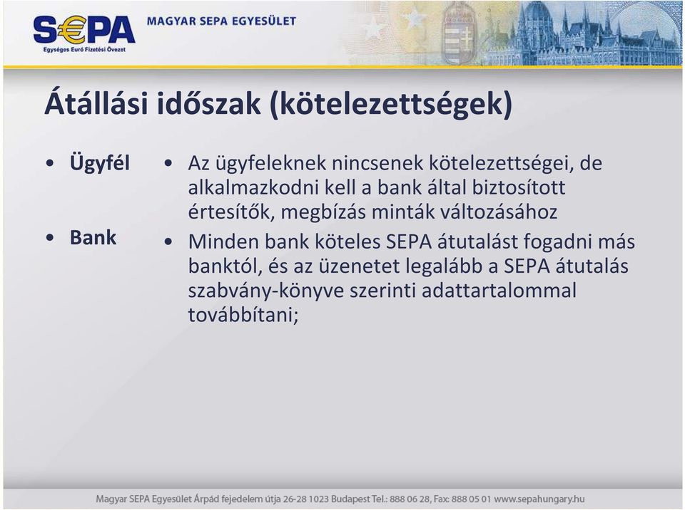 megbízás minták változásához Minden bank köteles SEPA átutalást fogadni más