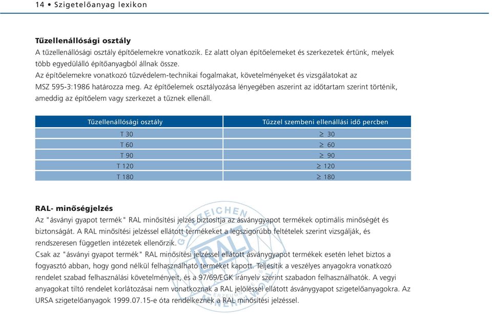 Az építõelemekre vonatkozó tûzvédelem-technikai fogalmakat, követelményeket és vizsgálatokat az MSZ 595-3:1986 határozza meg.