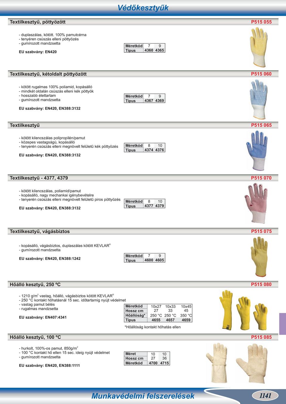 élettartam, EN3:3132 43 43 Textilkesztyű P515 05 kötött kilencszálas polipropilén/pamut közepes vastagságú, kopásálló tenyerén csúszás elleni megnövelt felületű kék pöttyözés, EN3:3132 434 43