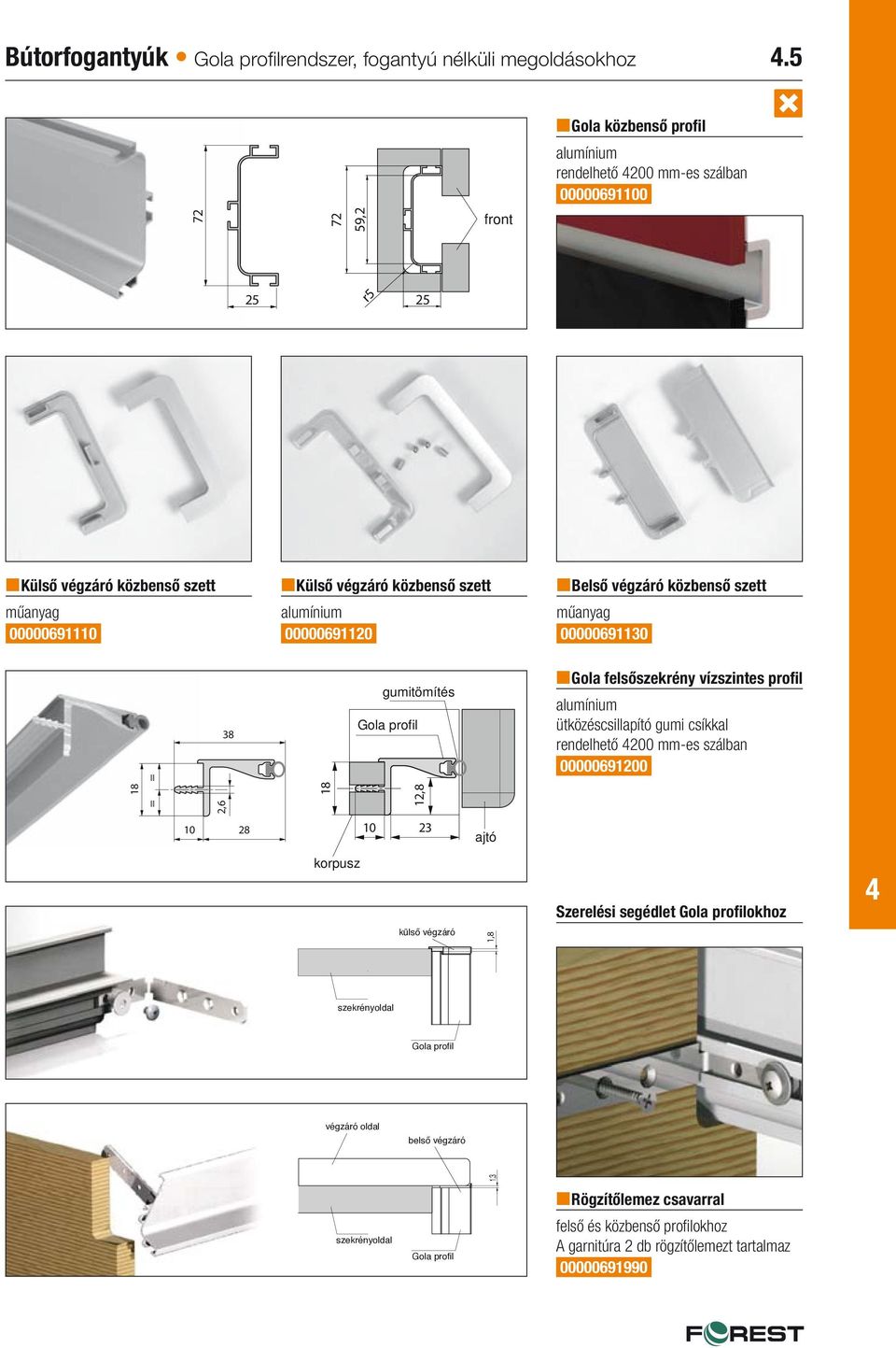 műanyag 00000691110 alumínium 00000691120 műanyag 00000691130 = 38 gumitömítés Gola profil Gola felsőszekrény vízszintes profil alumínium ütközéscsillapító gumi csíkkal rendelhető 200