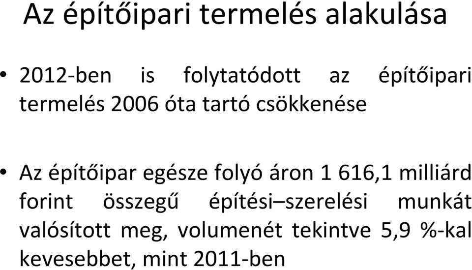 folyóáron 1616,1 milliárd forint összegű építési szerelési munkát