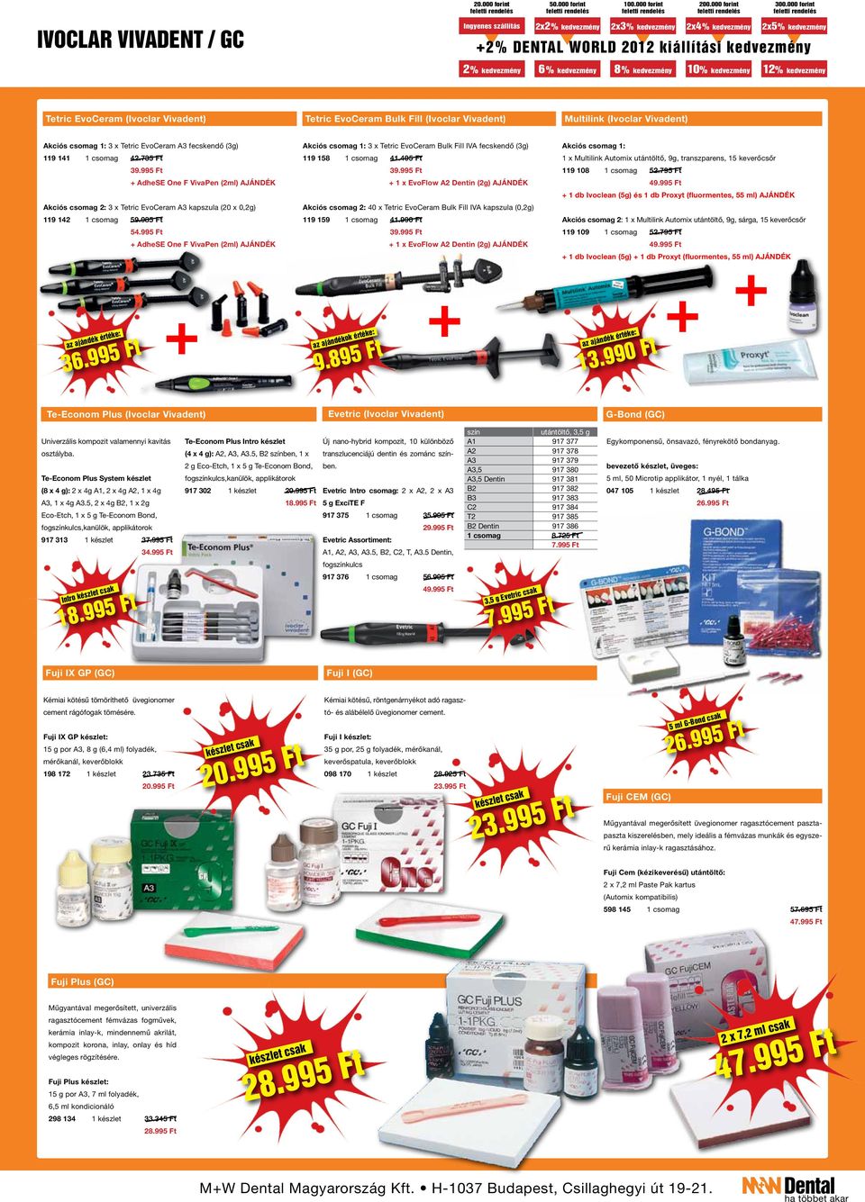 995 Ft AdheSE One F VivaPen (2ml) az ajándék értéke: 3 Akciós csomag 1: 3 x Tetric EvoCeram Bulk Fill IVA fecskendő (3g) 119 158 1 csomag 41.495 Ft 39.
