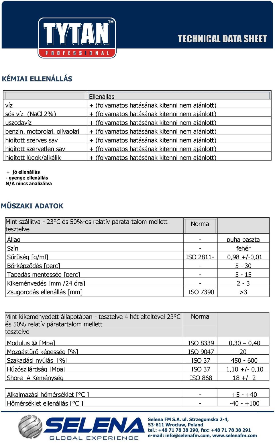 1-5 - 30 Tapadás mentesség [perc] - 5-15 Kikeményedés [mm /24 óra] - 2-3 Zsugorodás ellenállás [mm] ISO 7390 >3 Mint kikeményedett állapotában - tesztelve 4 hét elteltével 23 C és 50% relatív