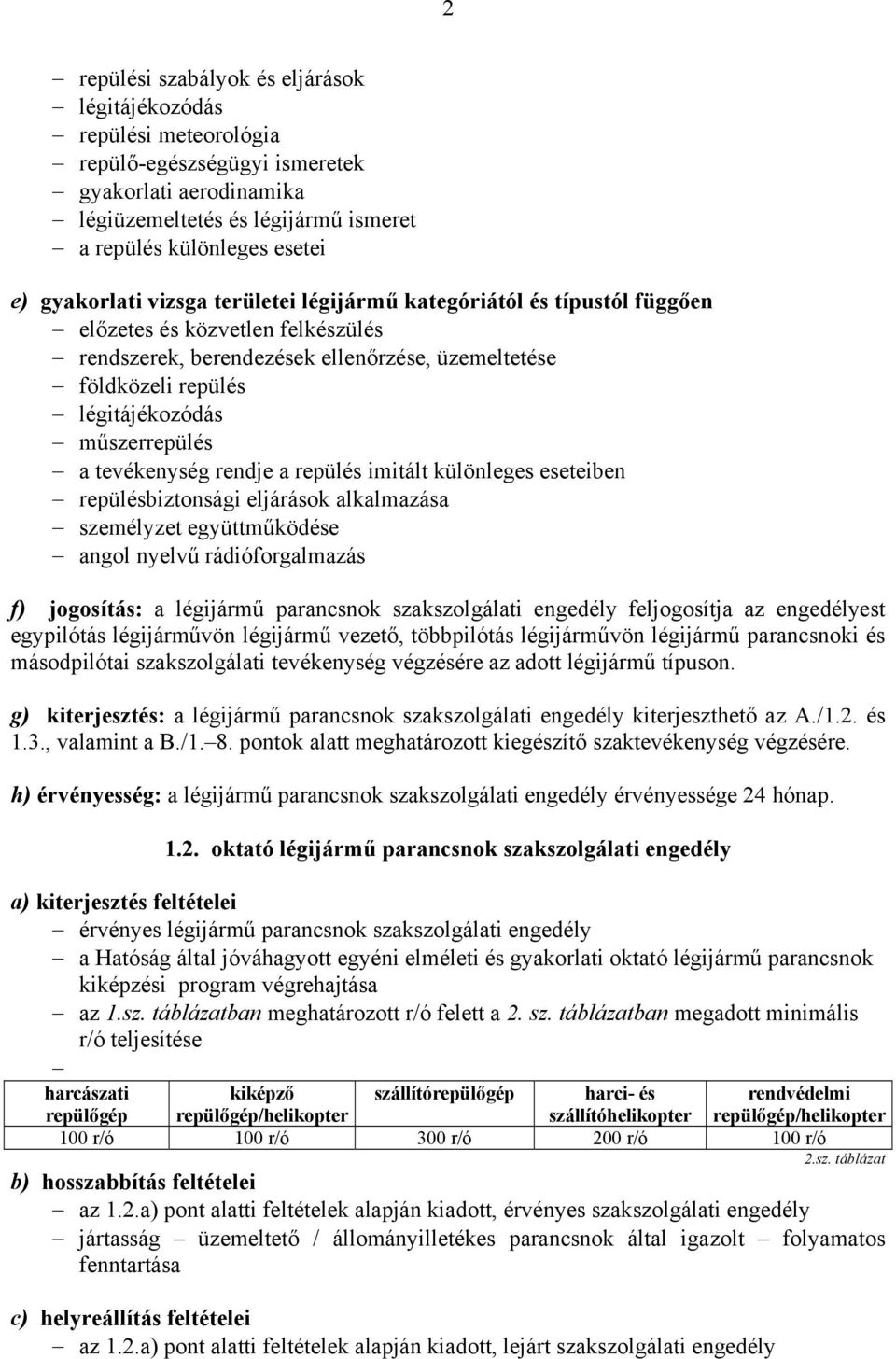 repülés imitált különleges eseteiben repülésbiztonsági eljárások alkalmazása személyzet együttműködése angol nyelvű rádióforgalmazás f) jogosítás: a légijármű parancsnok szakszolgálati engedély