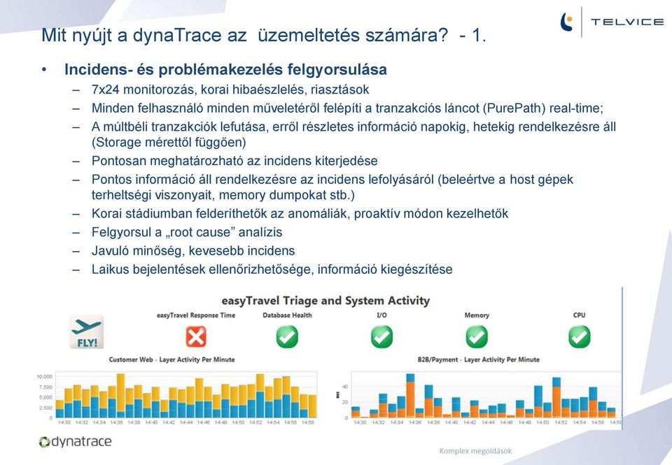 múltbéli tranzakciók lefutása, erről részletes információ napokig, hetekig rendelkezésre áll (Storage mérettől függően) Pontosan meghatározható az incidens kiterjedése Pontos