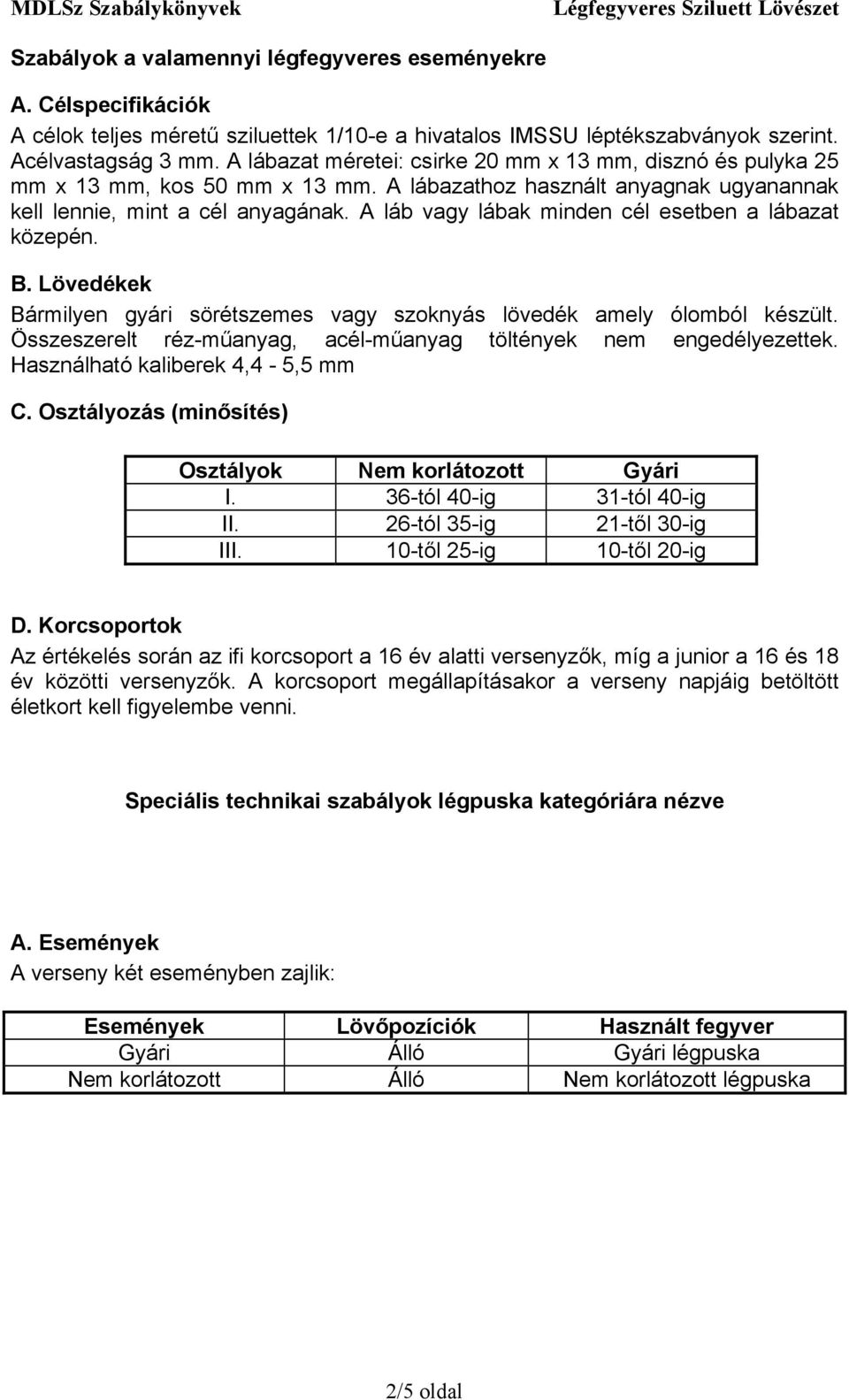 A láb vagy lábak minden cél esetben a lábazat közepén. B. Lövedékek Bármilyen gyári sörétszemes vagy szoknyás lövedék amely ólomból készült.