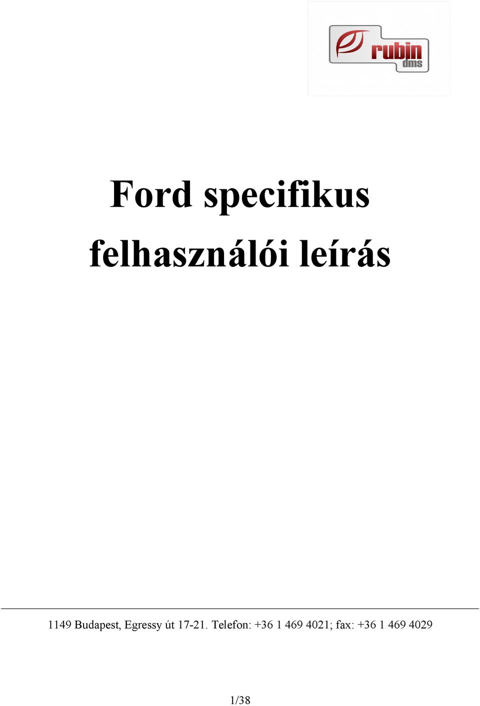 Ford specifikus felhasználói leírás - PDF Free Download