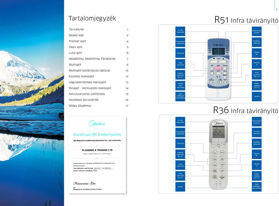 beállítások visszaállítása Lezárás 10 12 Légcsatornázható monosplit 13 Parapet - mennyezeti monosplit 14 Hôvisszanyerôs szellôztetô 15 Vezetékes távvezérlôk 16 Midea Akadémia 17 R36