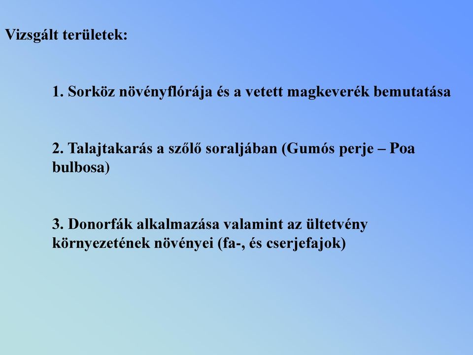 Talajtakarás a szőlő soraljában (Gumós perje Poa bulbosa)