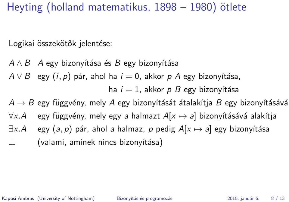 egy bizonyításává x.a egy függvény, mely egy a halmazt A[x a] bizonyításává alakítja x.