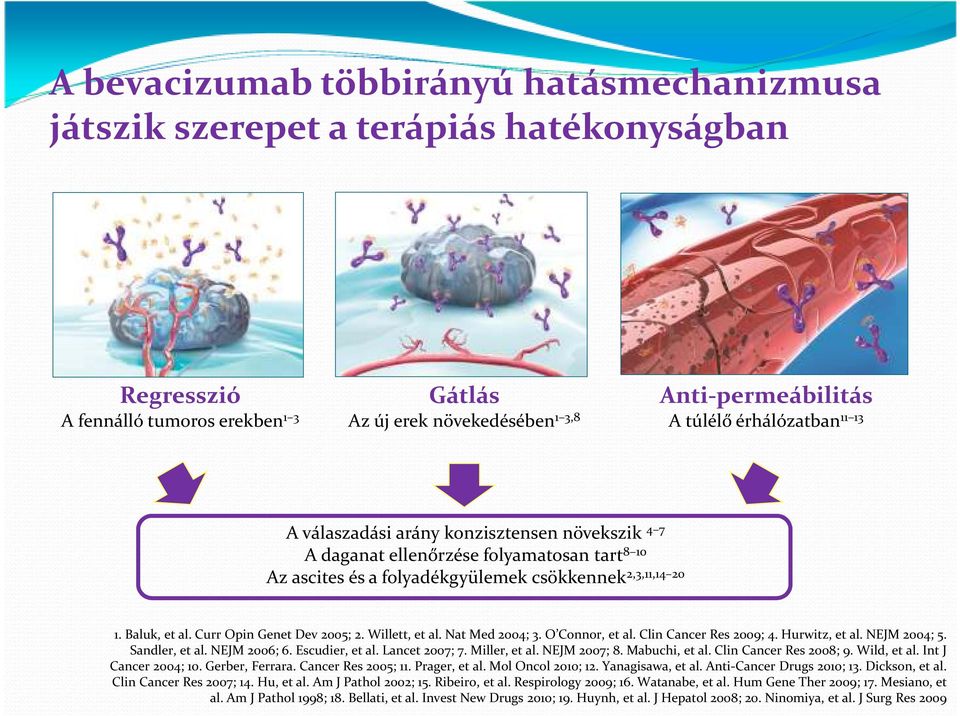 Curr Opin Genet Dev 2005; 2. Willett, et al. Nat Med 2004; 3. O Connor, et al. Clin Cancer Res 2009; 4. Hurwitz, et al. NEJM 2004; 5. Sandler, et al. NEJM 2006; 6. Escudier, etal. Lancet 2007; 7.