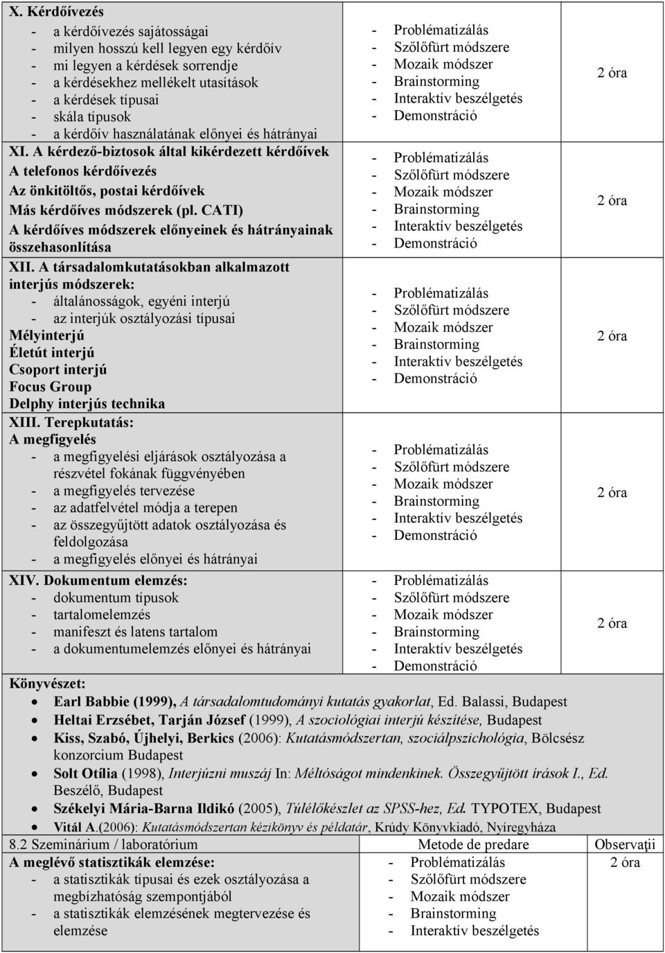 CATI) A kérdőíves módszerek előnyeinek és hátrányainak összehasonlítása XII.