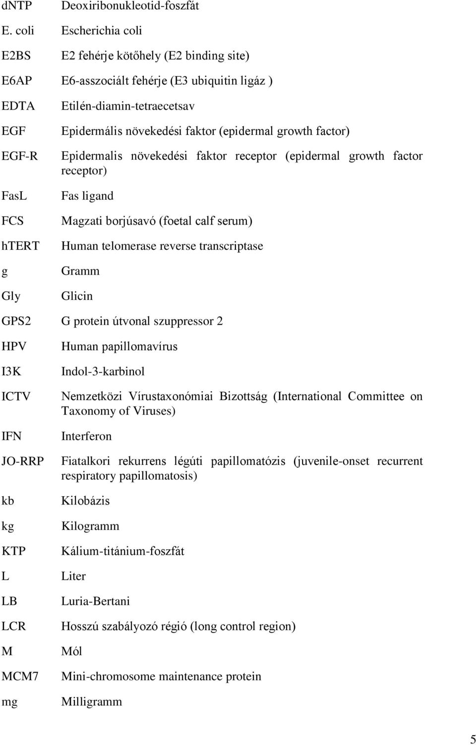 faktor (epidermal growth factor) Epidermalis növekedési faktor receptor (epidermal growth factor receptor) Fas ligand Magzati borjúsavó (foetal calf serum) Human telomerase reverse transcriptase