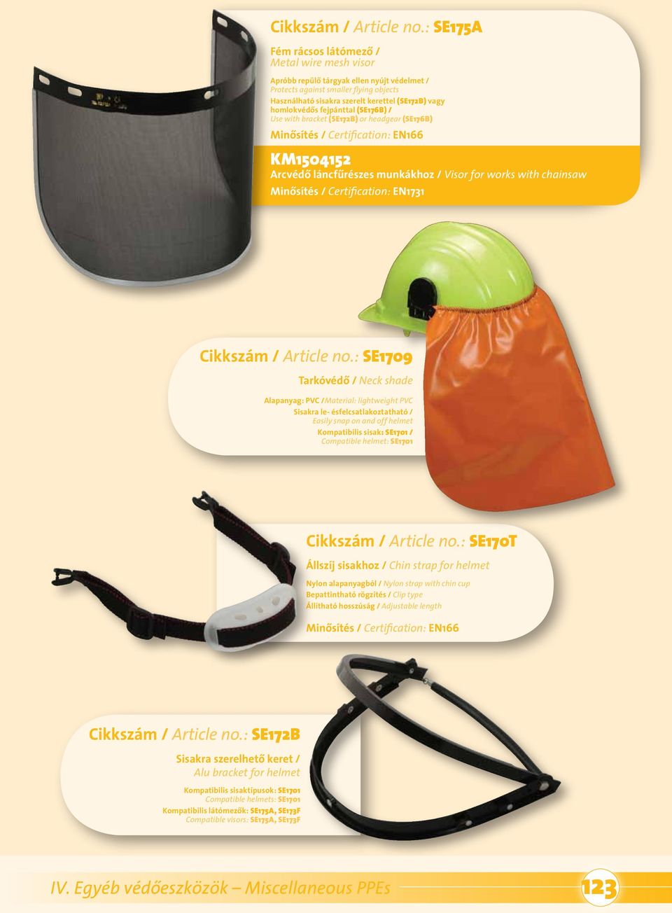 shade Alapanyag: PVC /Material: lightweight PVC Sisakra le- ésfelcsatlakoztatható / Easily snap on and off helmet Kompatibilis sisak: SE1701 / Compatible helmet: SE1701 SE170T Állszíj sisakhoz / Chin