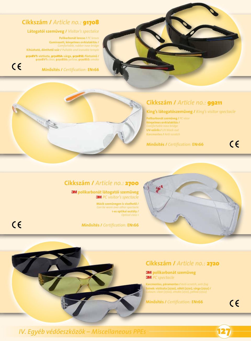 visor Kényelmes orrkialakítás / Comfortable nose bridge UV-szûrôs / UV block-out Karcmentes / Anti-scratch 2700 polikarbonát látogatói szemüveg PC visitor s spectacle Másik szemüvegen is viselhetô /