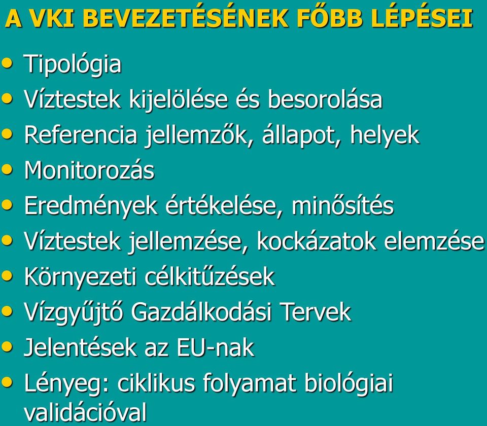 minősítés Víztestek jellemzése, kockázatok elemzése Környezeti célkitűzések